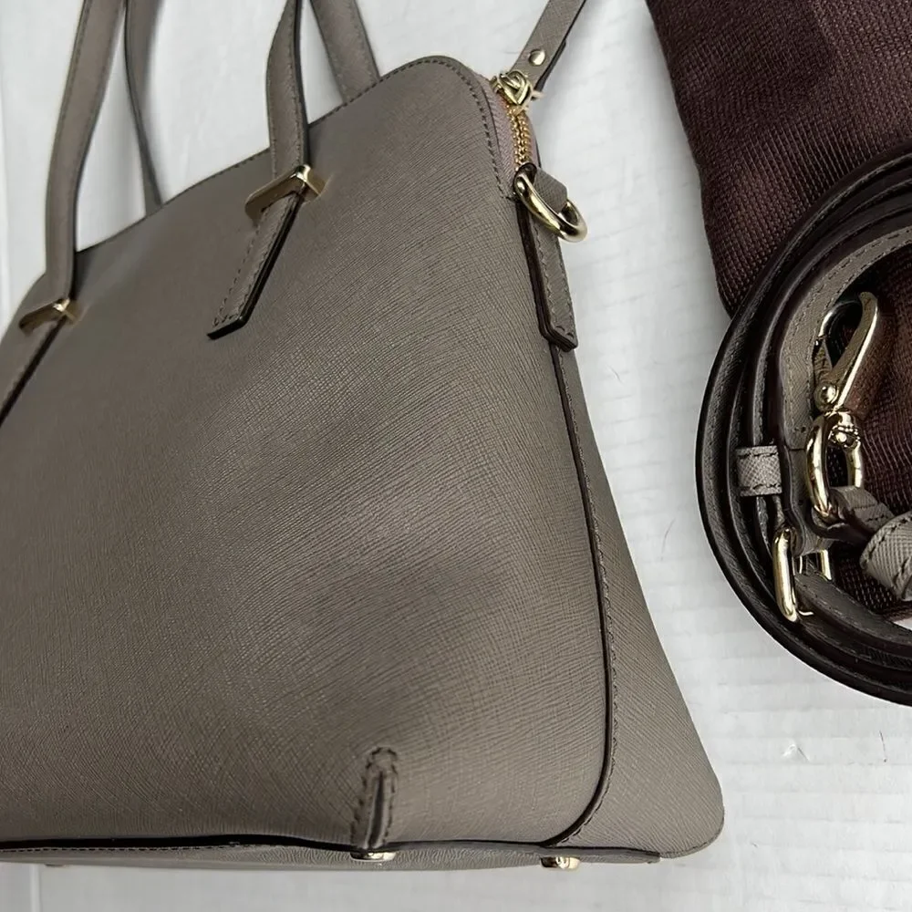 Kate Spade Cedar Street Maise Satchel in a shade of grey or taupe.